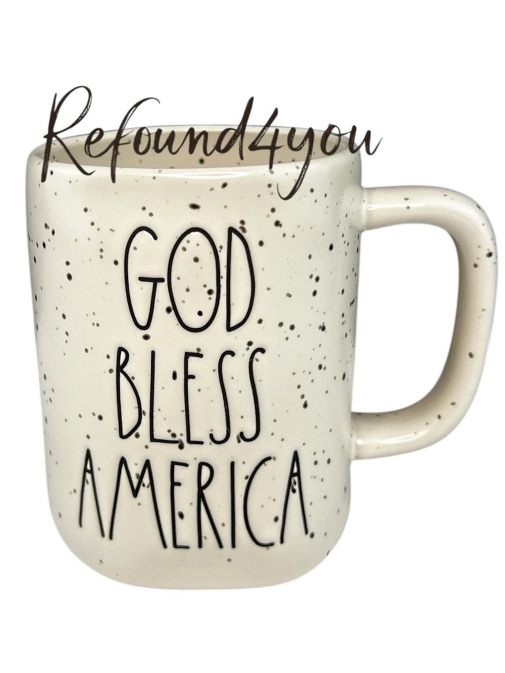 Rae Dunn -  'God Bless America - speckled ' Ceramic Mug. NWT.